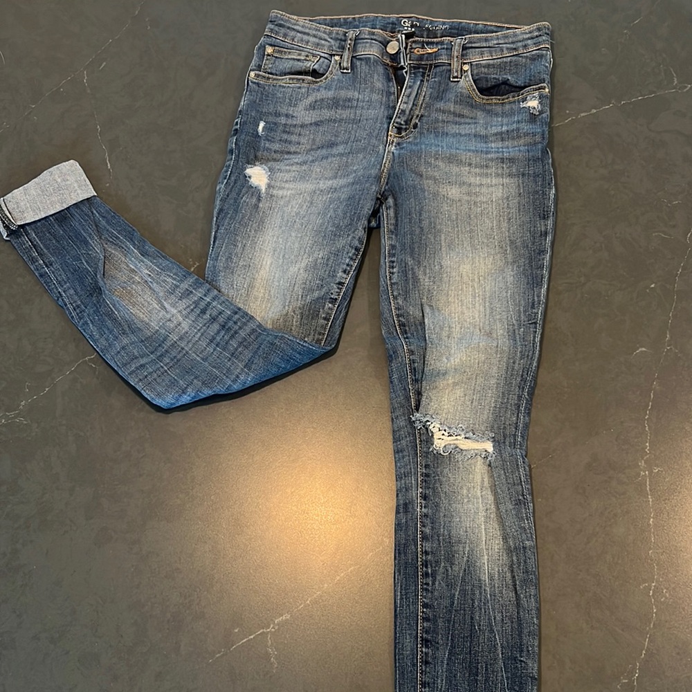 Dark wash skinny jeans